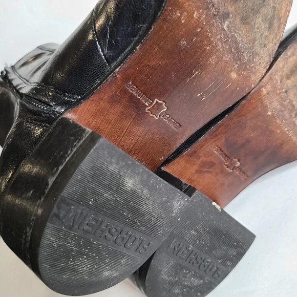 VTG Florsheim Black Leather Duke Boots Round Toe Men's 8.5 E Extra Wide Width - Picture 10 of 11